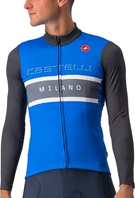 Castelli Milano Pro Thermal Long Sleeve Jersey - Drive Blue - Dark Grey - XXL, Drive Blue - Dark Grey